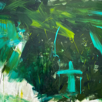 Painting titled "Counting Green" by Cheryl Harrison, Original Artwork, Acrylic