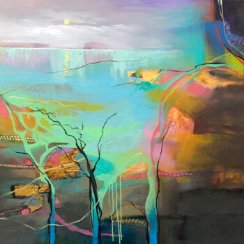 Peinture intitulée "Moonlight Caresses" par Astrid Dahl, Œuvre d'art originale, Huile Monté sur Châssis en bois
