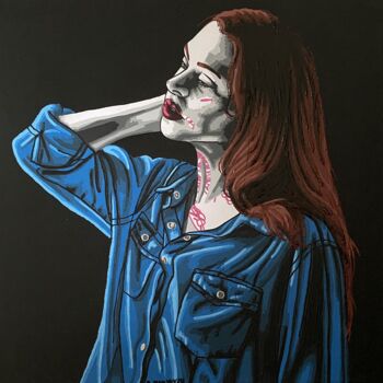 Collages titulada "Jessica" por Annabelle Amory, Obra de arte original, Acrílico Montado en Bastidor de camilla de madera