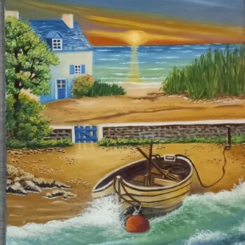 Peinture intitulée "Une scène marine" par Nathalie Choury, Œuvre d'art originale, Fusain Monté sur Châssis en bois