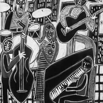 Malarstwo zatytułowany „La Tocada de Jazz” autorstwa Enrique Pichardo, Oryginalna praca, Akryl