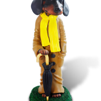 Sculptuur getiteld "Rainy Day Gentleman" door Konstantin Lipskiy (Sculpt Art), Origineel Kunstwerk, Klei