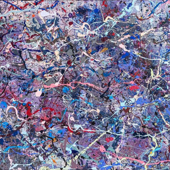 Painting titled "Purple abstract pai…" by Julia Lilla, Original Artwork, Acrylic Mounted on Wood Stretcher frame