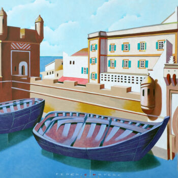 Painting titled "memory of Essaouira…" by Federico Cortese, Original Artwork, Oil