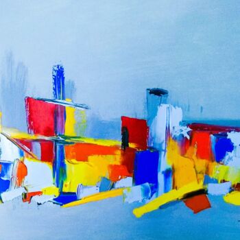 Peinture intitulée "CONTEMPORAIN CITY T…" par Patrick Hesnard, Œuvre d'art originale, Huile