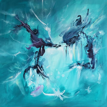 Malerei mit dem Titel "La danse aquatique" von Âme Sauvage, Original-Kunstwerk, Acryl Auf Keilrahmen aus Holz montiert