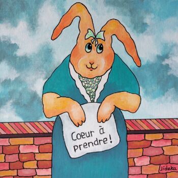 Peinture intitulée "Coeur à prendre !" par Jocelyne Deschamps-Kus, Œuvre d'art originale, Acrylique Monté sur Autre panneau…