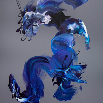 Peinture intitulée "Blues de la Rivière…" par Paresh Nrshinga F R S A, Œuvre d'art originale, Acrylique Monté sur Châssis en…
