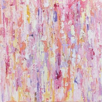 Painting titled "Soft Pink Pastel Ab…" by Julia Lilla, Original Artwork, Acrylic Mounted on Cardboard