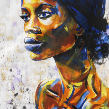 Pintura intitulada "Lady Africa" por Mbongeni, Obras de arte originais, Acrílico