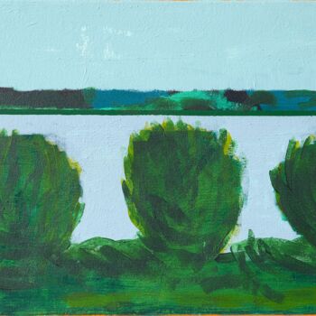 Painting titled "Elbe 2022/06/14B" by Detlef Lemme (Farbenkugel), Original Artwork, Acrylic Mounted on Wood Stretcher frame