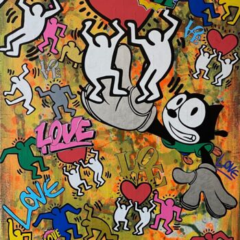 Pittura intitolato "RAIN OF LOVE." da Christelle Riffet (Céhère), Opera d'arte originale, Acrilico Montato su Telaio per bar…