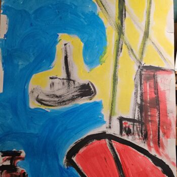 "Mon beau bateau" başlıklı Tablo Nancy Krief tarafından, Orijinal sanat, Akrilik Karton üzerine monte edilmiş
