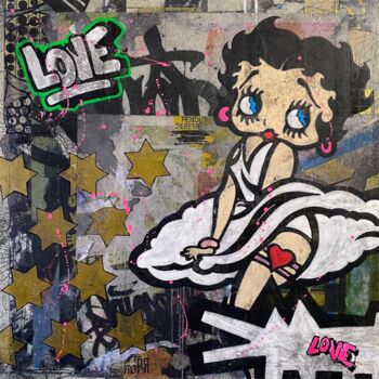 Pittura intitolato "BETTY POP ART BY CE…" da Christelle Riffet (Céhère), Opera d'arte originale, Acrilico Montato su Cartone