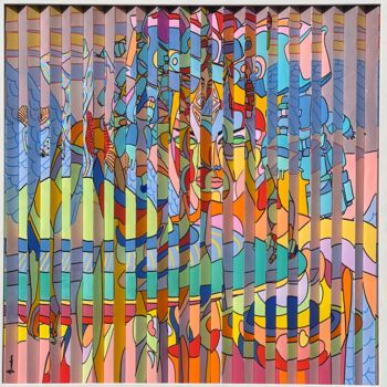 Painting titled "Transportation surr…" by Barbsie, Original Artwork, Acrylic Mounted on Wood Stretcher frame