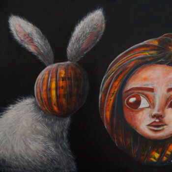 Painting titled "Thinking aloud, ser…" by An Viaznikova, Original Artwork, Acrylic Mounted on Wood Stretcher frame
