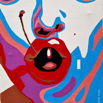 Painting titled "Rouge Cerise" by Jesse, Original Artwork, Acrylic Mounted on Wood Stretcher frame