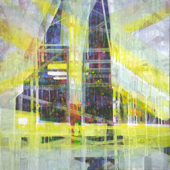 绘画 标题为“au-delà 11” 由Eric De Gésincourt, 原创艺术品, 丙烯 安装在木质担架架上