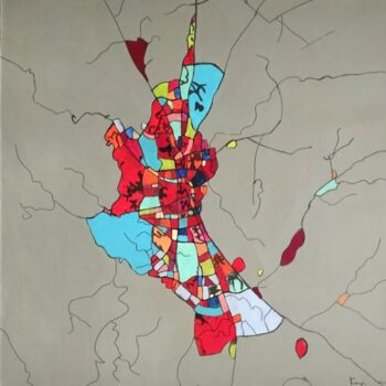 绘画 标题为“Citymap” 由Carole Carpier, 原创艺术品, 丙烯