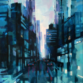 Malerei mit dem Titel "DOWNTOWN_1" von Aleksandr Ilichev, Original-Kunstwerk, Acryl