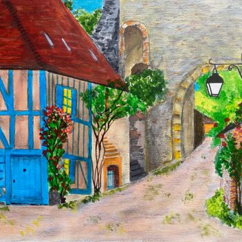 Painting titled "Ruelle" by Philippe Bourbonneux, Original Artwork, Acrylic