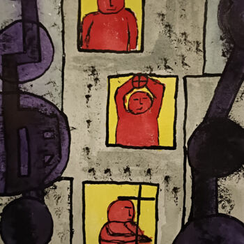 绘画 标题为“okna” 由Michał Wiśniecki, 原创艺术品, 水彩