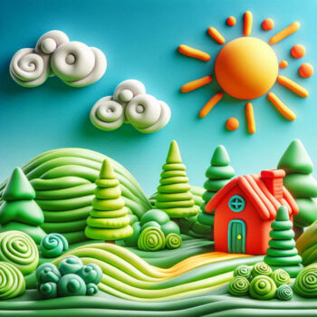 Digital Arts titled "A Clay-Like Landsca…" by Alberto Capitani, Original Artwork, AI generated image