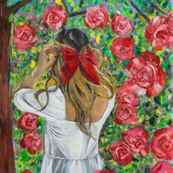 Peinture intitulée "just a girl" par Younes Sari, Œuvre d'art originale, Huile