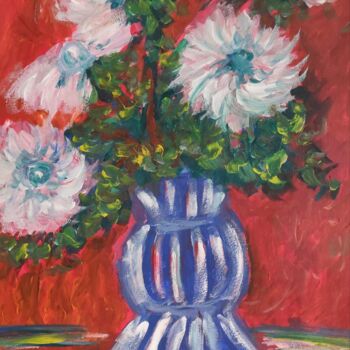 「Bouquet of white ge…」というタイトルの絵画 Natalya Mougenotによって, オリジナルのアートワーク, アクリル