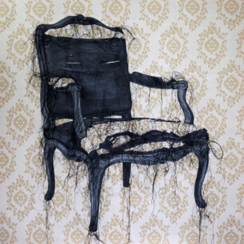 Текстильное искусство под названием "Fauteuil de Pénélope" - Odile Guichard, Подлинное произведение искусства, вышивка Устан…