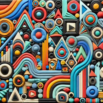 Digitale Kunst mit dem Titel "Vibrant Geometric P…" von Alberto Capitani, Original-Kunstwerk, KI-generiertes Bild