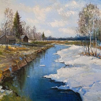 Schilderij getiteld "Spring's Awakening" door Stepan Ohanyan, Origineel Kunstwerk, Olie Gemonteerd op Frame voor houten bran…