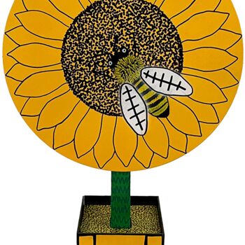 Sculpture titled "BLOOMTABLE – SUNFLO…" by Frank Willems, Original Artwork, Acrylic