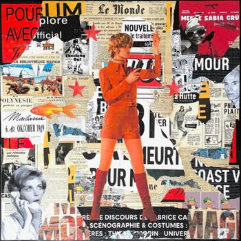 Collages titled "Interurbain" by Podkol, Original Artwork, Collages Mounted on Wood Stretcher frame
