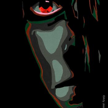 Painting titled "Rouge Psychotique" by Jesse, Original Artwork, Acrylic Mounted on Wood Stretcher frame