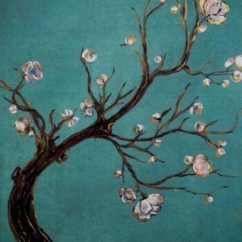 Painting titled "Turquoise Dreams" by Violeta Allaberdieva, Original Artwork, Acrylic
