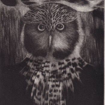 Gravures & estampes intitulée "LE GRAND ORACLE" par Dominique Keruzec (Maho), Œuvre d'art originale, Gravure