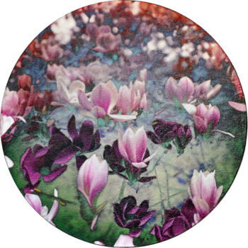 「Magnolia dianegatief」というタイトルの絵画 Karin Vermeerによって, オリジナルのアートワーク, オイル ウッドパネルにマウント