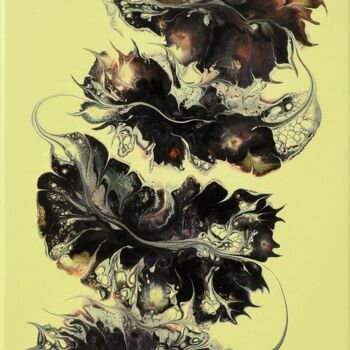 제목이 "Plumes d'automne"인 미술작품 Derollepot로, 원작, 아크릴 나무 들것 프레임에 장착됨