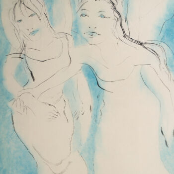 「White fairies」というタイトルの絵画 Marcel Garbiによって, オリジナルのアートワーク, 水彩画