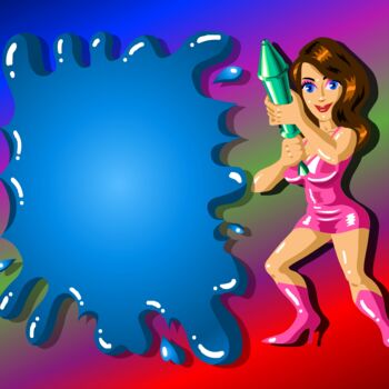 「A cartoon-style wom…」というタイトルのデジタルアーツ Shamim Shaikhによって, オリジナルのアートワーク, 2Dデジタルワーク