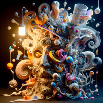 数字艺术 标题为“Tête tridimensionne…” 由David Bigot, 原创艺术品, AI生成的图像