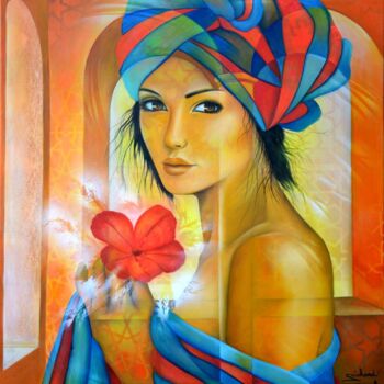 Peinture intitulée "Dans les effluves d…" par Jeannette Guichard-Bunel, Œuvre d'art originale, Huile Monté sur Châssis en bo…