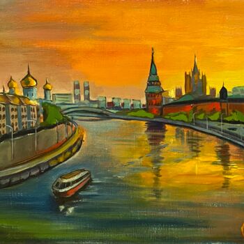 Painting titled "Kremlin" by Nina Silaeva, Original Artwork, Oil Mounted on Wood Stretcher frame