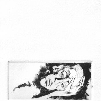 Gravures & estampes intitulée "LE BEL ENDORMI" par Dominique Keruzec (Maho), Œuvre d'art originale, Gravure