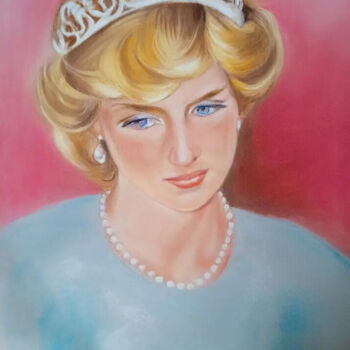 Dessin intitulée "Princesse Diana" par Necmiye, Œuvre d'art originale, Pastel Monté sur Verre