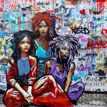 Painting titled "ON A SIDEWALK" by Wojciech Bąbski, Original Artwork, Acrylic