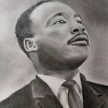 Peinture intitulée "İ have a Dream M.L…" par Necmiye, Œuvre d'art originale, Fusain Monté sur Verre