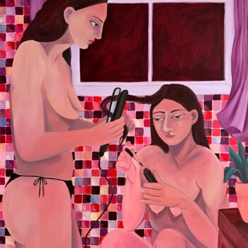 제목이 "Going out"인 미술작품 Vanessa Van Meerhaeghe로, 원작, 기름 기타 단단한 패널에 장착됨