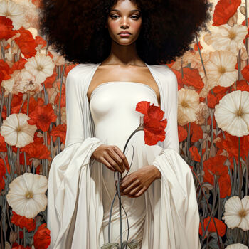 제목이 "Girl with a red flo…"인 디지털 아트 Saras로, 원작, AI 생성 이미지